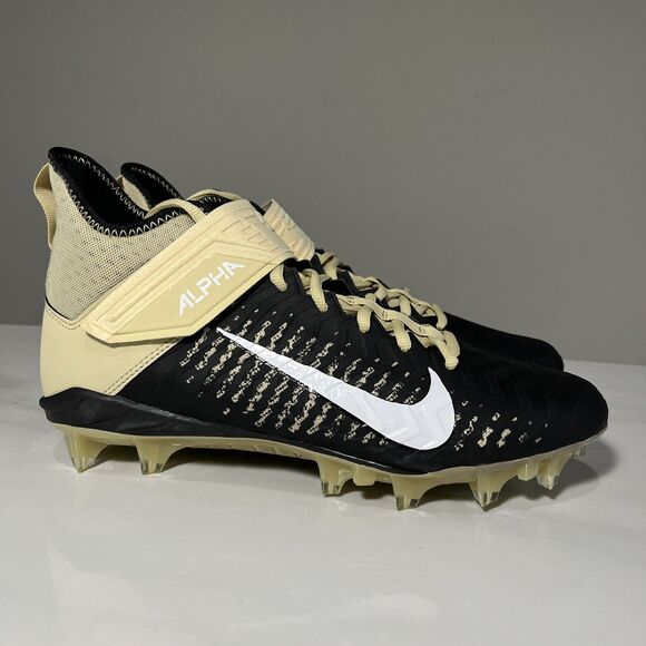 Nike Alpha Menace Pro Mid Black Gold Football Cleats New BV3945